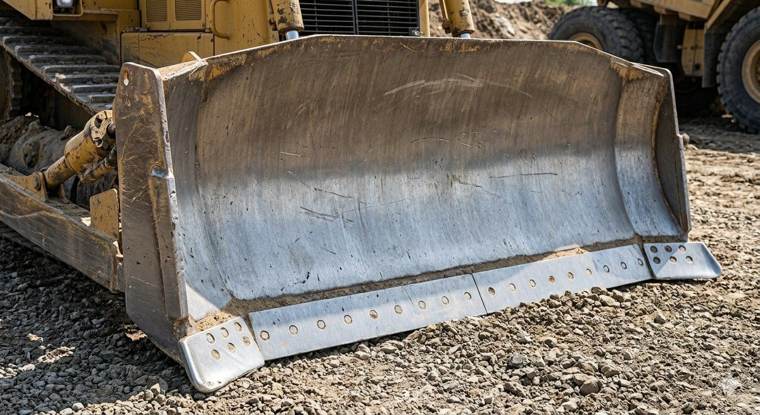 Rocktech cutting edges and end bits bolted to a dozer blade